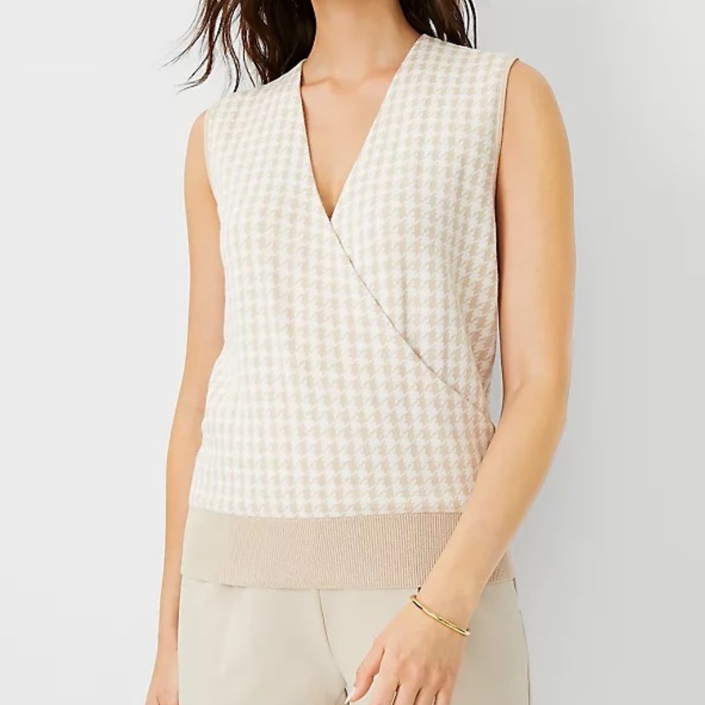 NWT Ann Taylor Houndstooth Wrap Sweater Shell Vest